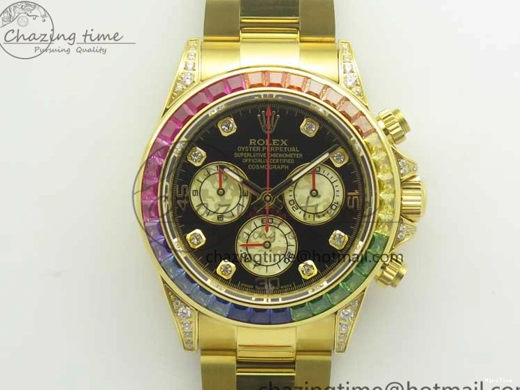 MiroTime 0307 Daytona 116589RBOW YG Rainbow Crystal BLF Best Edition Black Dial on YG Bracelet A ZeroBulk 3352